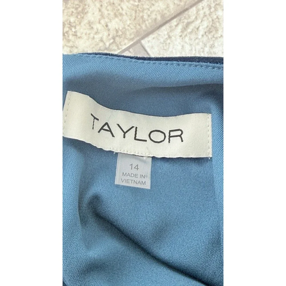 Taylor Womens Dress Blue Velvet Evening Flare Size 14 - Picture 10 of 15